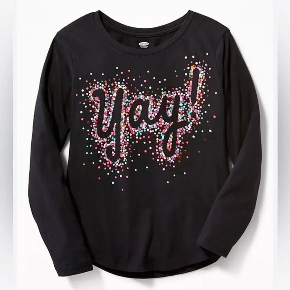 Old Navy Celebration YAY Graphic Long-Sleeve Tee for Girls size L (10-12)